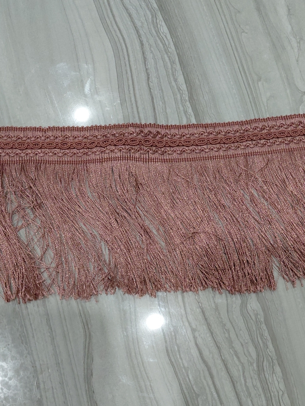 72 Inch Long Dusky Pink Fringe Trim - Decorative Tassel Fringe
